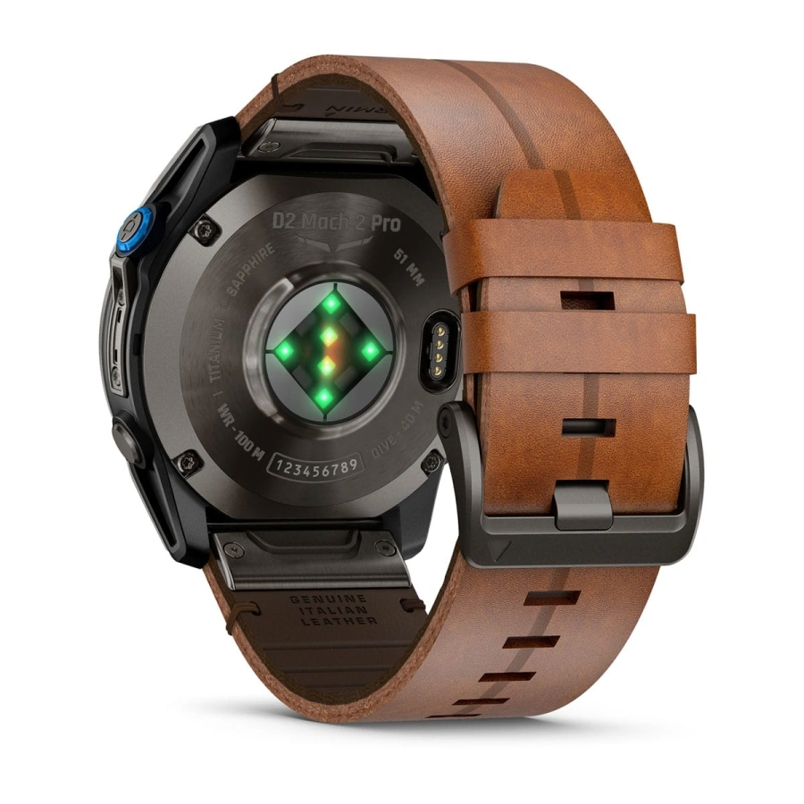 Смарт-часы Garmin D2 Mach 2 Pro 51 mm AMOLED - Carbon Gray DLC Titanium with Chestnut Leather Band (010-03199-50/51)