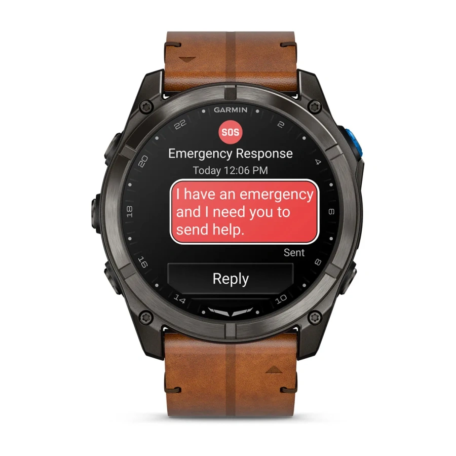 Смарт-часы Garmin D2 Mach 2 Pro 51 mm AMOLED - Carbon Gray DLC Titanium with Chestnut Leather Band (010-03199-50/51)