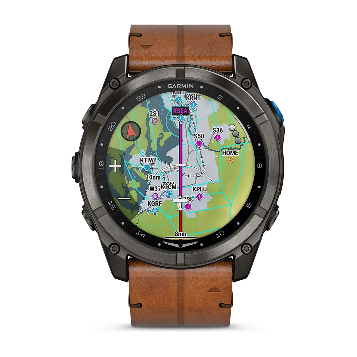 Смарт-часы Garmin D2 Mach 2 Pro 51 mm AMOLED - Carbon Gray DLC Titanium with Chestnut Leather Band (010-03199-50)