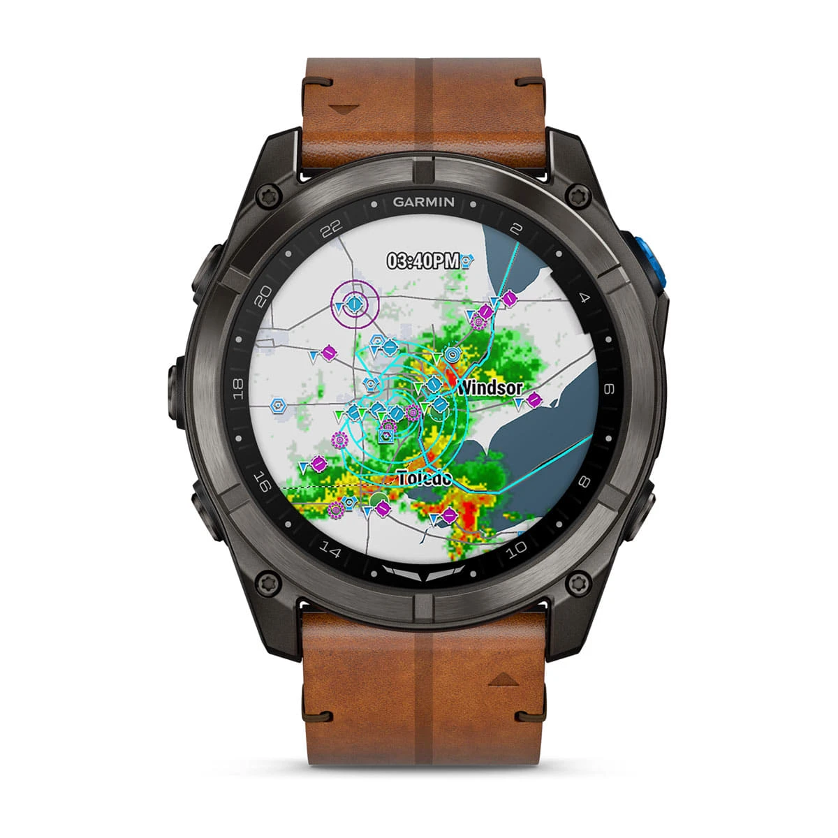 Смарт-часы Garmin D2 Mach 2 Pro 51 mm AMOLED - Carbon Gray DLC Titanium with Chestnut Leather Band (010-03199-50)
