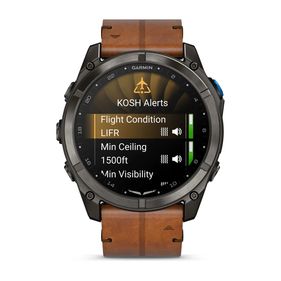 Смарт-часы Garmin D2 Mach 2 Pro 51 mm AMOLED - Carbon Gray DLC Titanium with Chestnut Leather Band (010-03199-50/51)