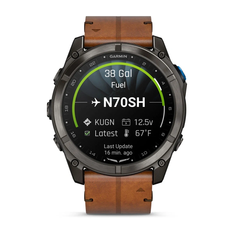 Смарт-часы Garmin D2 Mach 2 Pro 51 mm AMOLED - Carbon Gray DLC Titanium with Chestnut Leather Band (010-03199-50/51)