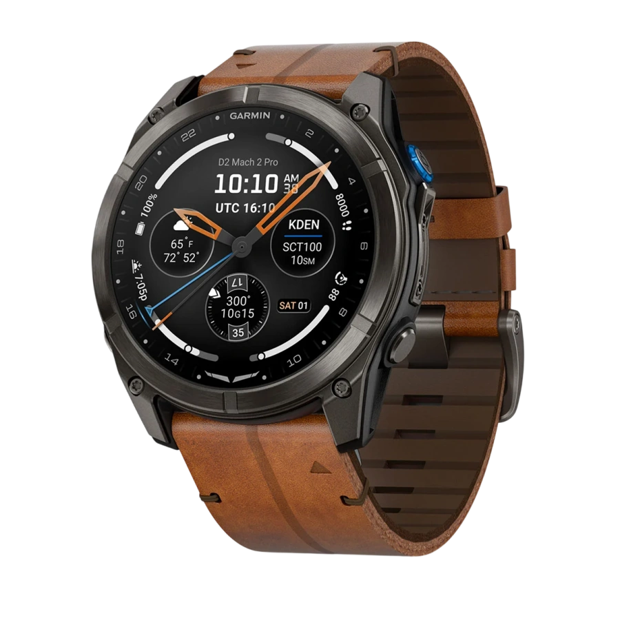 Смарт-часы Garmin D2 Mach 2 Pro 51 mm AMOLED - Carbon Gray DLC Titanium with Chestnut Leather Band (010-03199-50/51)
