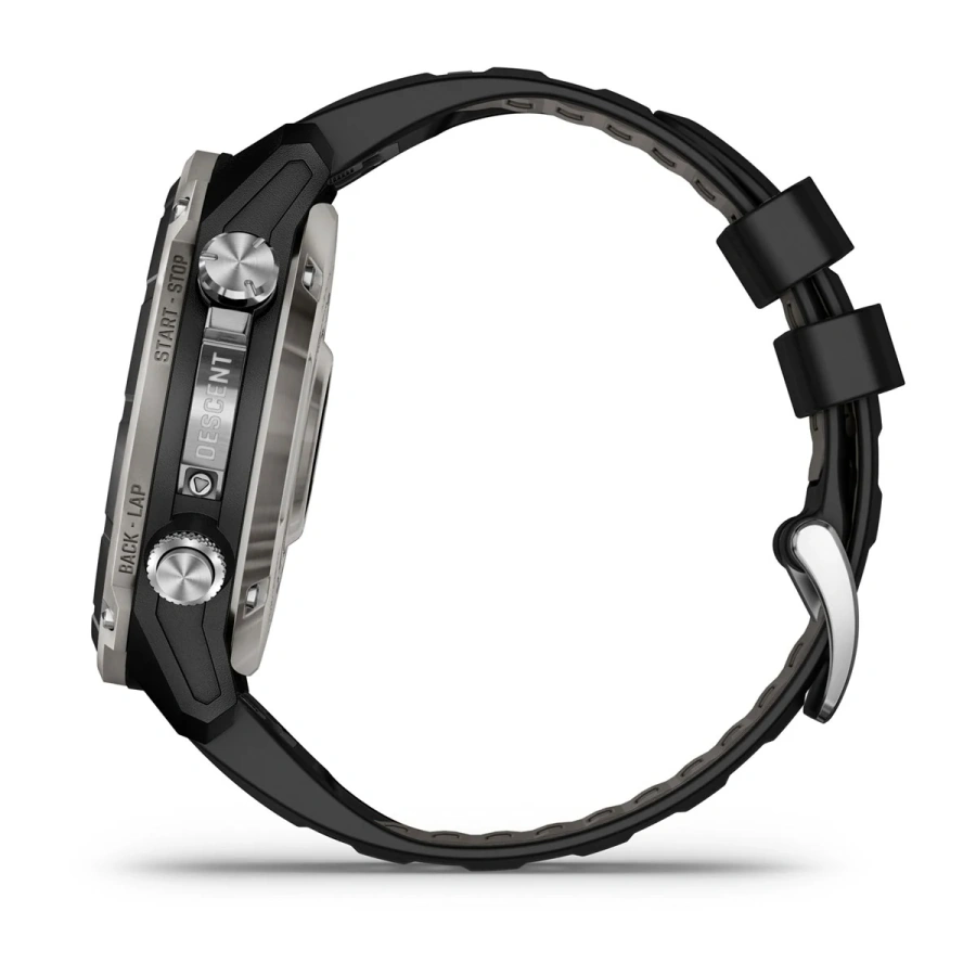 Смарт-годинник Garmin Descent Mk3i – 51 mm Silver and Black PVD Titanium with Black/Pebble Gray Silicone Band (010-02752-08)