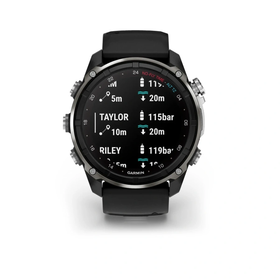 Смарт-годинник Garmin Descent Mk3i – 51 mm Silver and Black PVD Titanium with Black/Pebble Gray Silicone Band (010-02752-08)