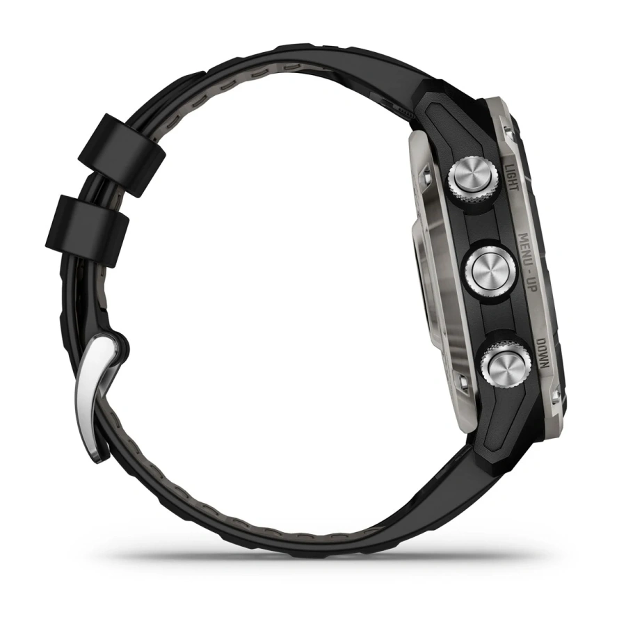Смарт-годинник Garmin Descent Mk3i – 51 mm Silver and Black PVD Titanium with Black/Pebble Gray Silicone Band (010-02752-08)