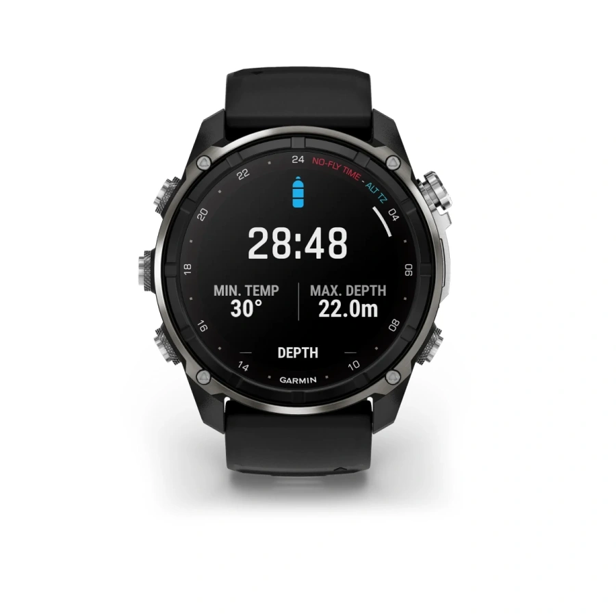 Смарт-годинник Garmin Descent Mk3i – 51 mm Silver and Black PVD Titanium with Black/Pebble Gray Silicone Band (010-02752-08)
