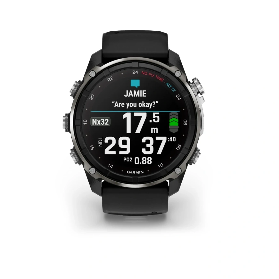 Смарт-годинник Garmin Descent Mk3i – 51 mm Silver and Black PVD Titanium with Black/Pebble Gray Silicone Band (010-02752-08)