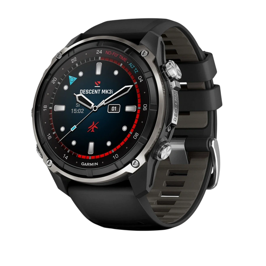 Смарт-годинник Garmin Descent Mk3i – 51 mm Silver and Black PVD Titanium with Black/Pebble Gray Silicone Band (010-02752-08)