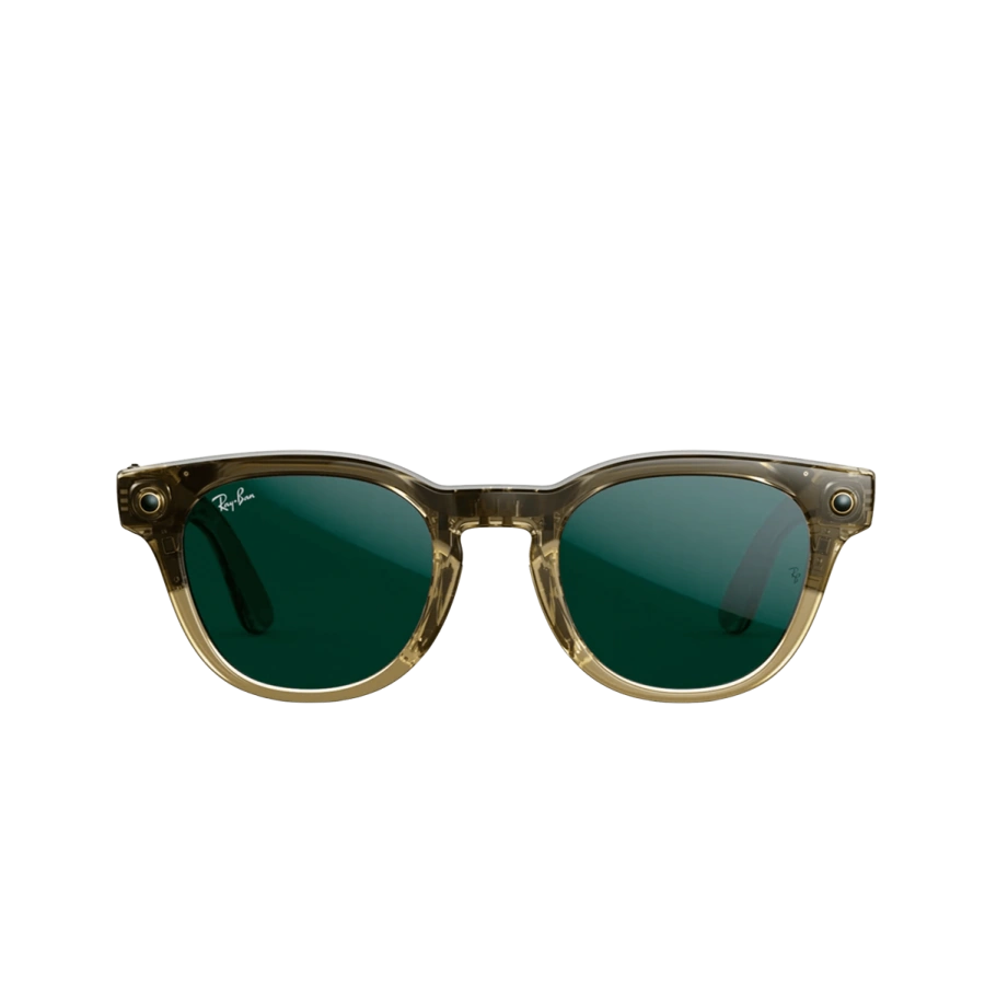 Смарт-очки Ray-Ban | Meta Scriber Optics [Gen 2] Standard - Shiny Transparent Stone Beige / Clear to Emerald Transitions