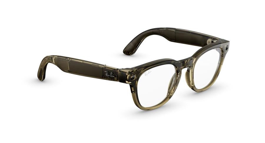 Смарт-очки Ray-Ban | Meta Scriber Optics [Gen 2] Standard - Shiny Transparent Stone Beige / Clear to Emerald Transitions