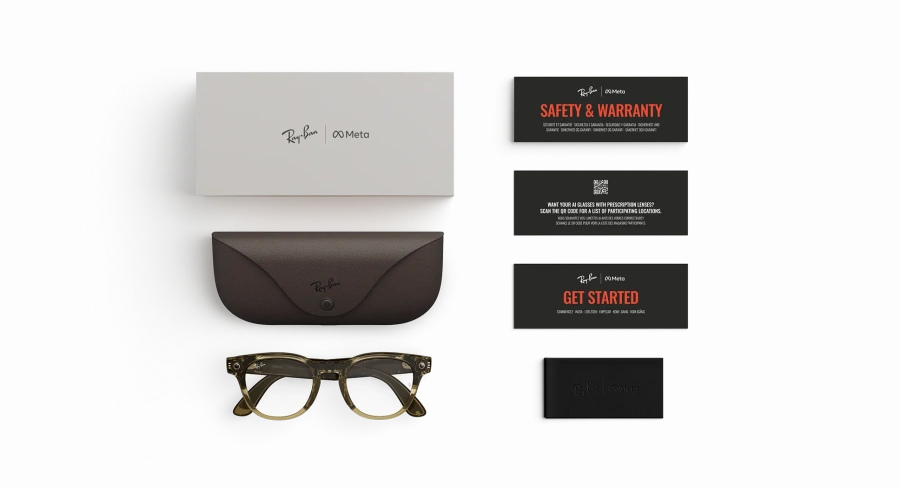 Смарт-очки Ray-Ban | Meta Scriber Optics [Gen 2] Standard - Shiny Transparent Stone Beige / Clear to Emerald Transitions