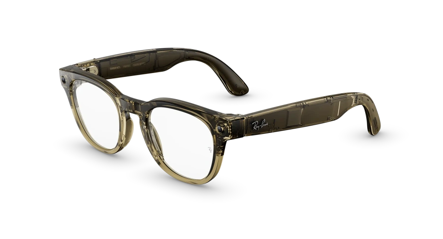 Смарт-очки Ray-Ban | Meta Scriber Optics [Gen 2] Standard - Shiny Transparent Stone Beige / Clear to Emerald Transitions