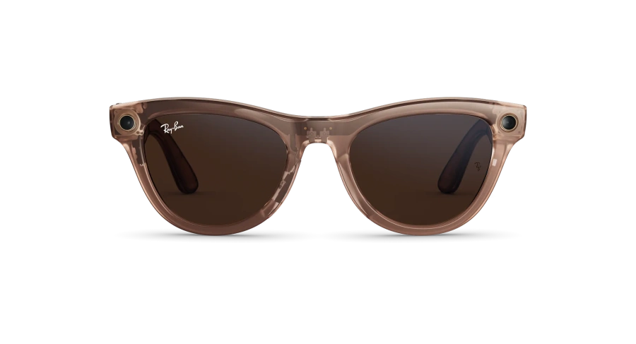Смарт-очки Ray-Ban | Meta Skyler [Gen 2] Standard Shiny Transparent Peach Frame / Clear to Brown Transitions Lenses (RW4014 6778M4 52-20)