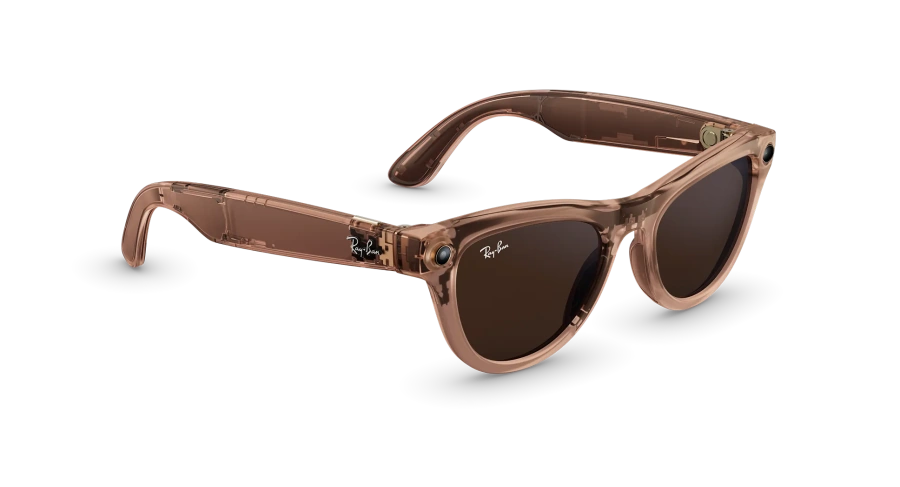 Смарт-очки Ray-Ban | Meta Skyler [Gen 2] Standard Shiny Transparent Peach Frame / Clear to Brown Transitions Lenses (RW4014 6778M4 52-20)