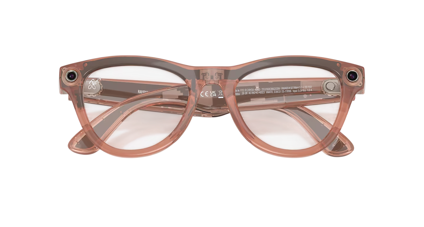 Смарт-очки Ray-Ban | Meta Skyler [Gen 2] Standard Shiny Transparent Peach Frame / Clear to Brown Transitions Lenses