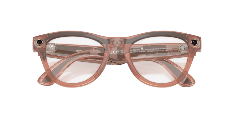 Смарт-очки Ray-Ban | Meta Skyler [Gen 2] Standard Shiny Transparent Peach Frame / Clear to Brown Transitions Lenses (RW4014 6778M4 52-20)