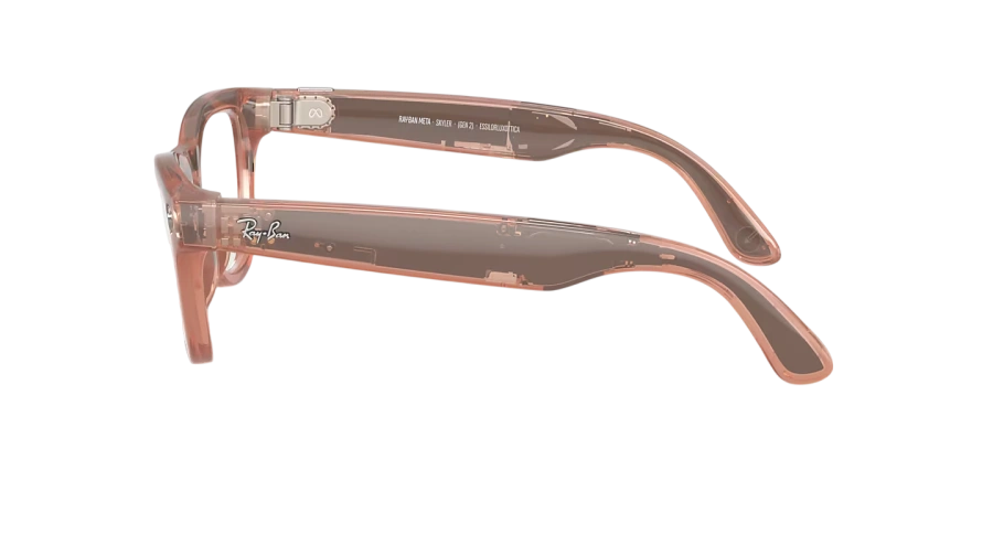 Смарт-очки Ray-Ban | Meta Skyler [Gen 2] Standard Shiny Transparent Peach Frame / Clear to Brown Transitions Lenses (RW4014 6778M4 52-20)