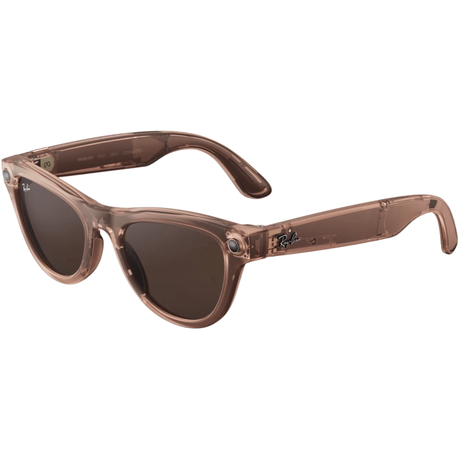Смарт-очки Ray-Ban | Meta Skyler [Gen 2] Standard Shiny Transparent Peach Frame / Clear to Brown Transitions Lenses (RW4014 6778M4 52-20)