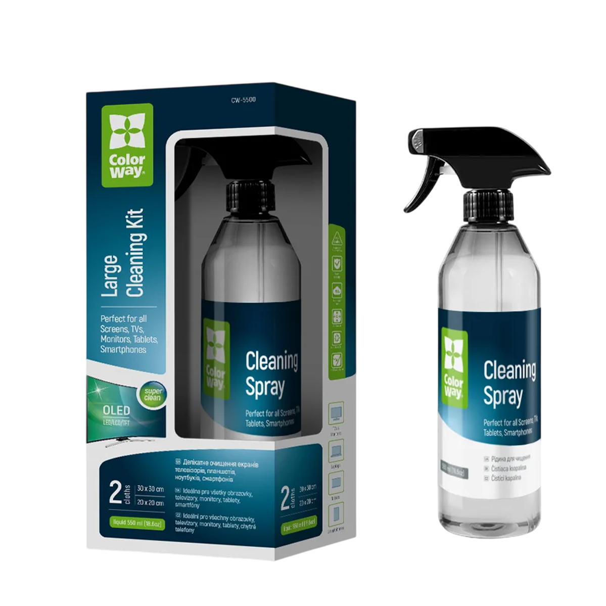 Великий набір для електроніки ColorWay (550мл та 2 мікрофібри) (CW-5500)