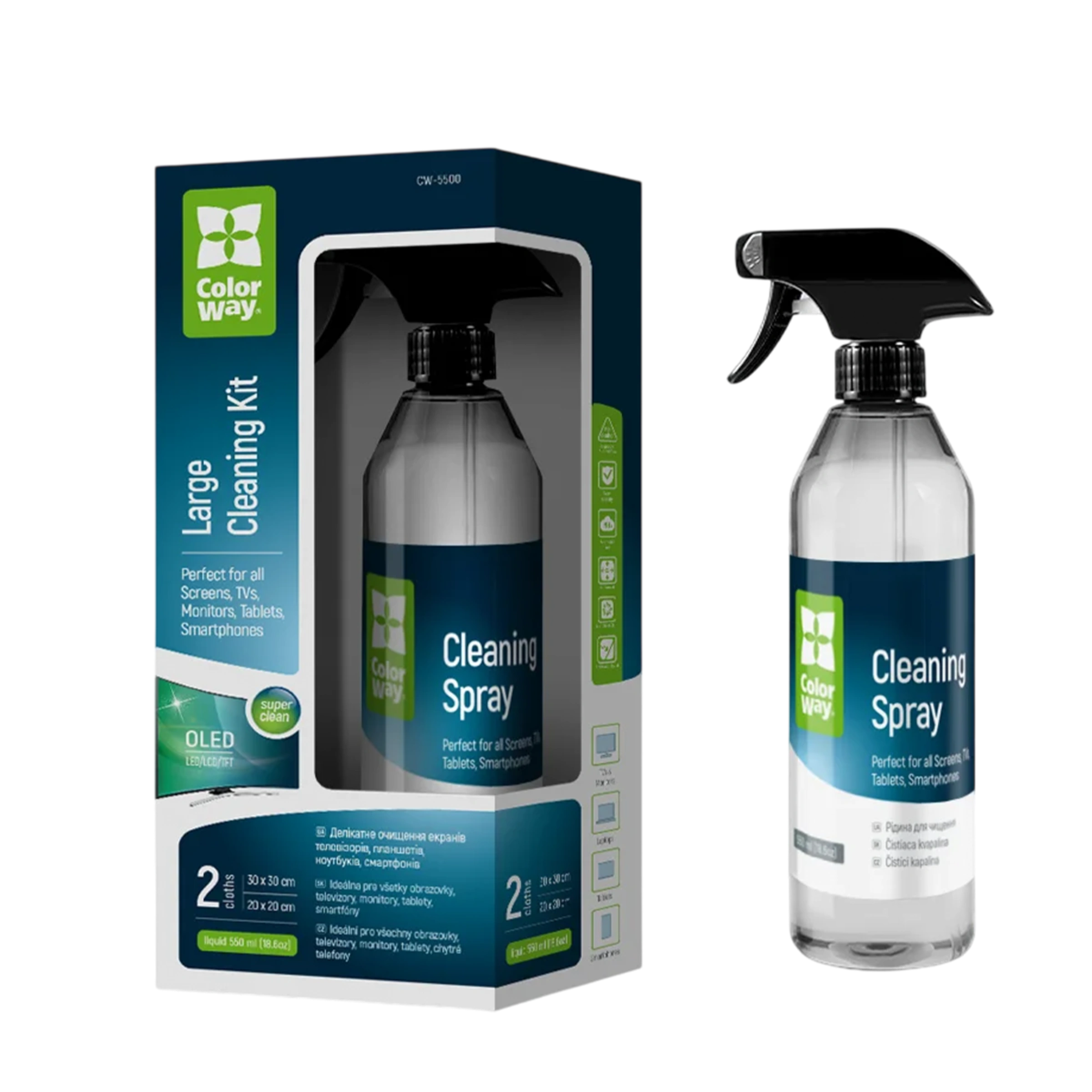 Великий набір для електроніки ColorWay (550мл та 2 мікрофібри) (CW-5500)