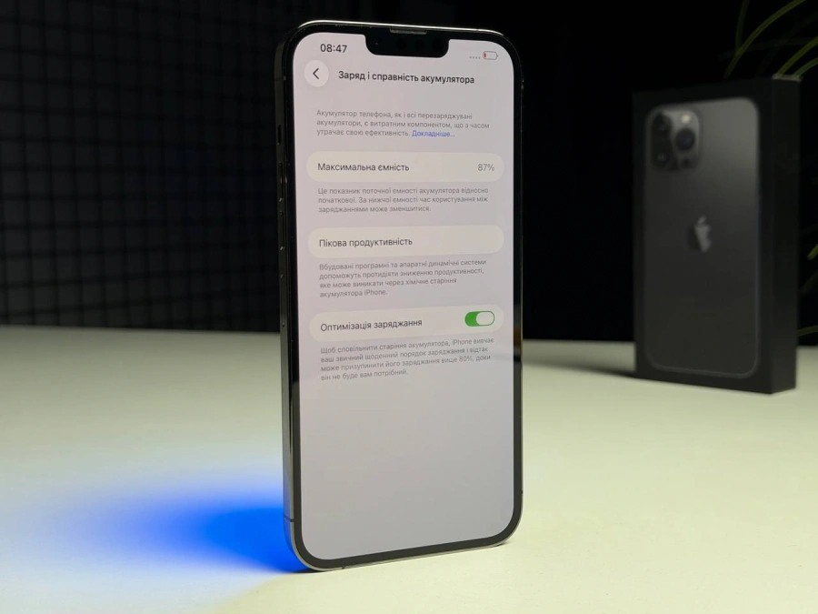 ВЖИВАНИЙ Б/У Apple iPhone 13 Pro Max 128GB Graphite (MLKL3, MLL63) - Состояние: хороший | Аккумулятор: 87% | Комплектация: полный | Гарантия: 3 мес.