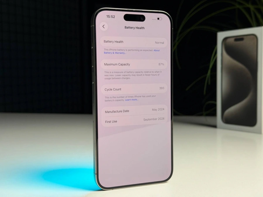 ВЖИВАНИЙ Б/У Apple iPhone 15 Pro Max 256GB Natural Titanium (MU793) - Состояние: хороший | Аккумулятор: 87% | Комплектация: полный | Гарантия: 3 мес.