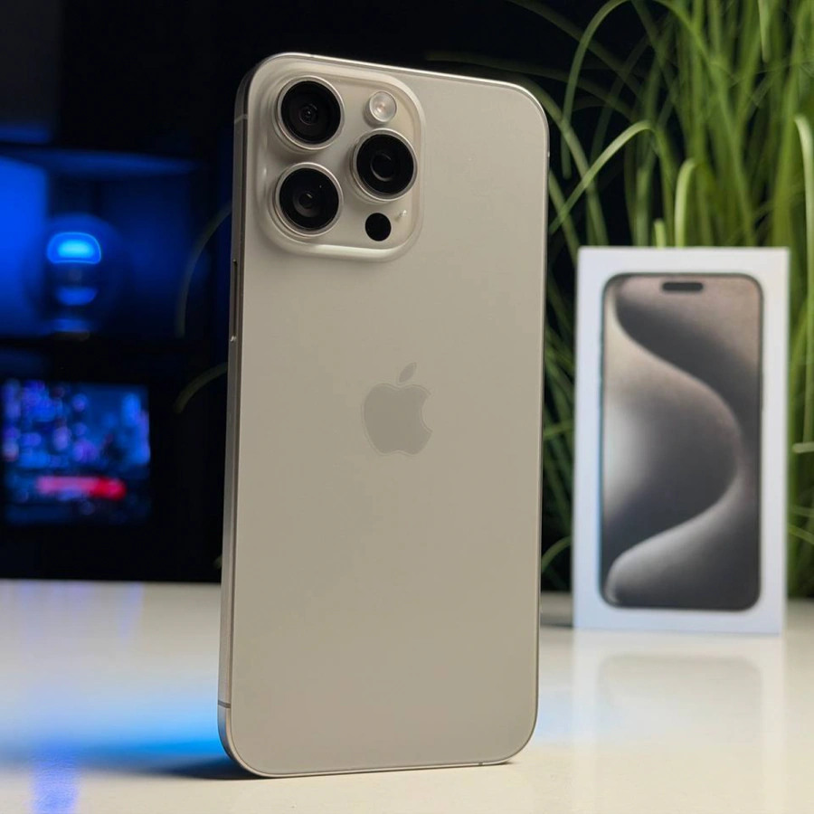 ВЖИВАНИЙ Б/У Apple iPhone 15 Pro Max 512GB Natural Titanium (MU7E3) - Состояние: хороший | Аккумулятор: 100% | Комплектация: полный | Гарантия: 3 мес.
