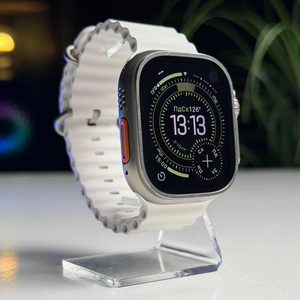 ВЖИВАНИЙ Б/У Apple Watch Ultra 2 GPS + Cellular 49mm Titanium Case with White Ocean Band (MREJ3) - Состояние: хороший | Аккумулятор: 96% | Комплектация: часы, кабель | Гарантия: 3 мес.