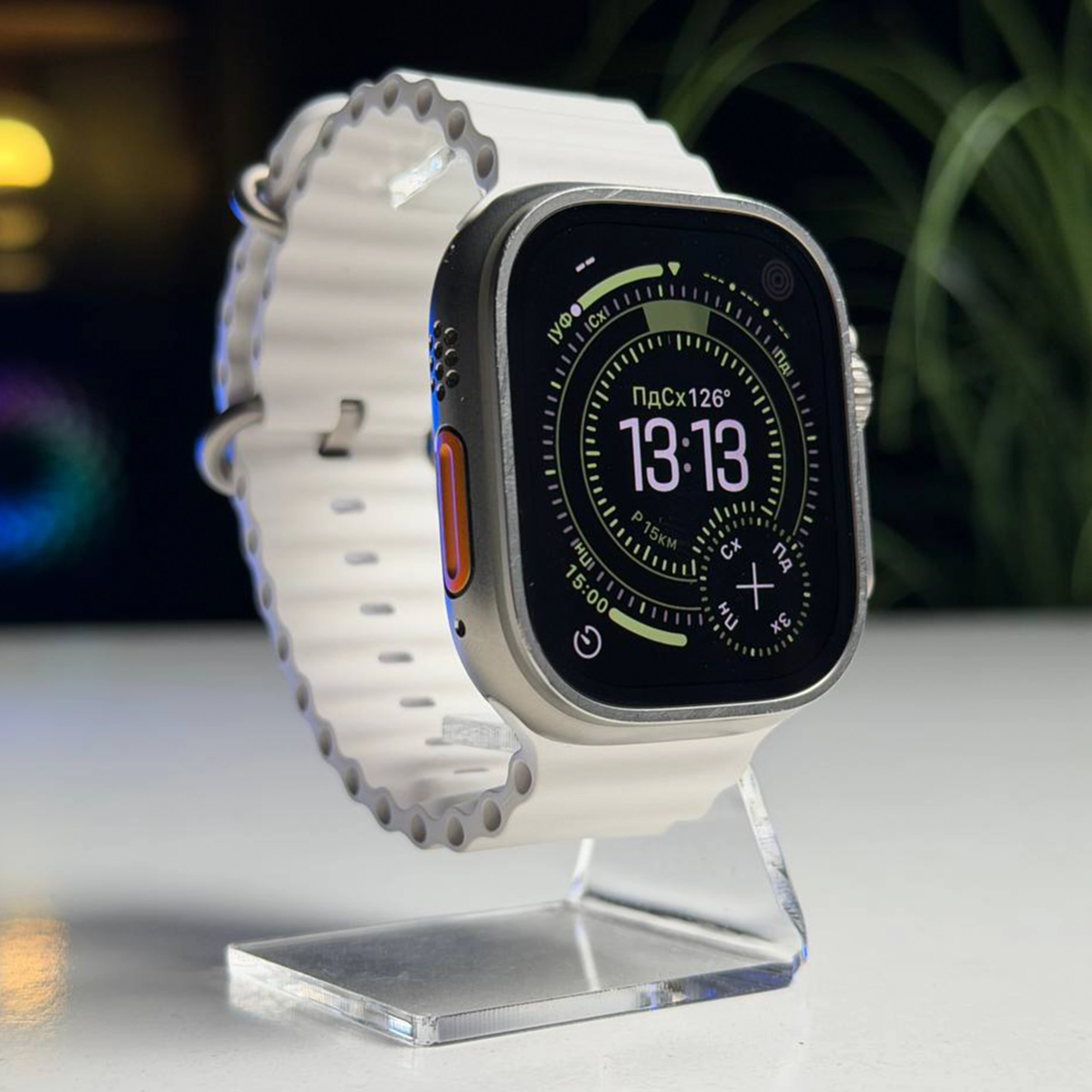 ВЖИВАНИЙ Б/У Apple Watch Ultra 2 GPS + Cellular 49mm Titanium Case with White Ocean Band (MREJ3) - Состояние: хороший | Аккумулятор: 96% | Комплектация: часы, кабель | Гарантия: 3 мес.