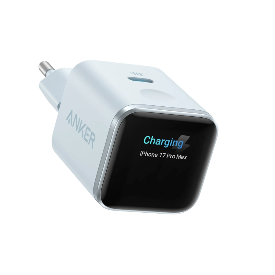 Зарядний пристрій Anker Nano Charger 45W with Smart Display - Misty Blue (A121D331)