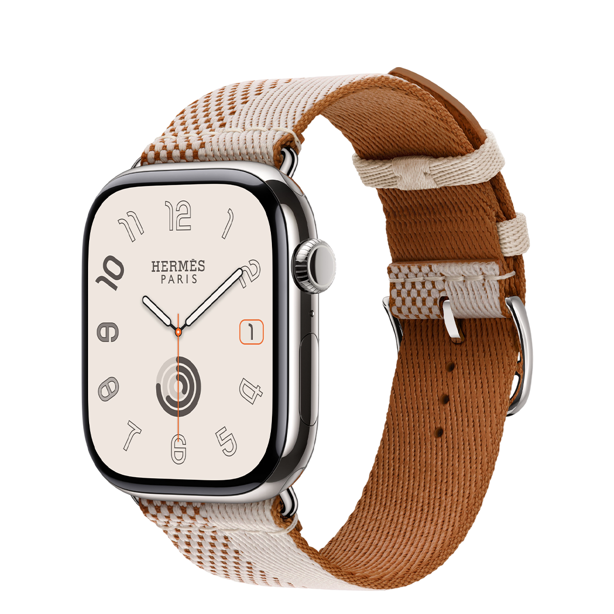 Apple Watch Hermès Series 11 GPS + Cellular 46mm Silver Titanium Case with Écru/ÉcruToile H Double Jeu (MFC64+MHXK4)