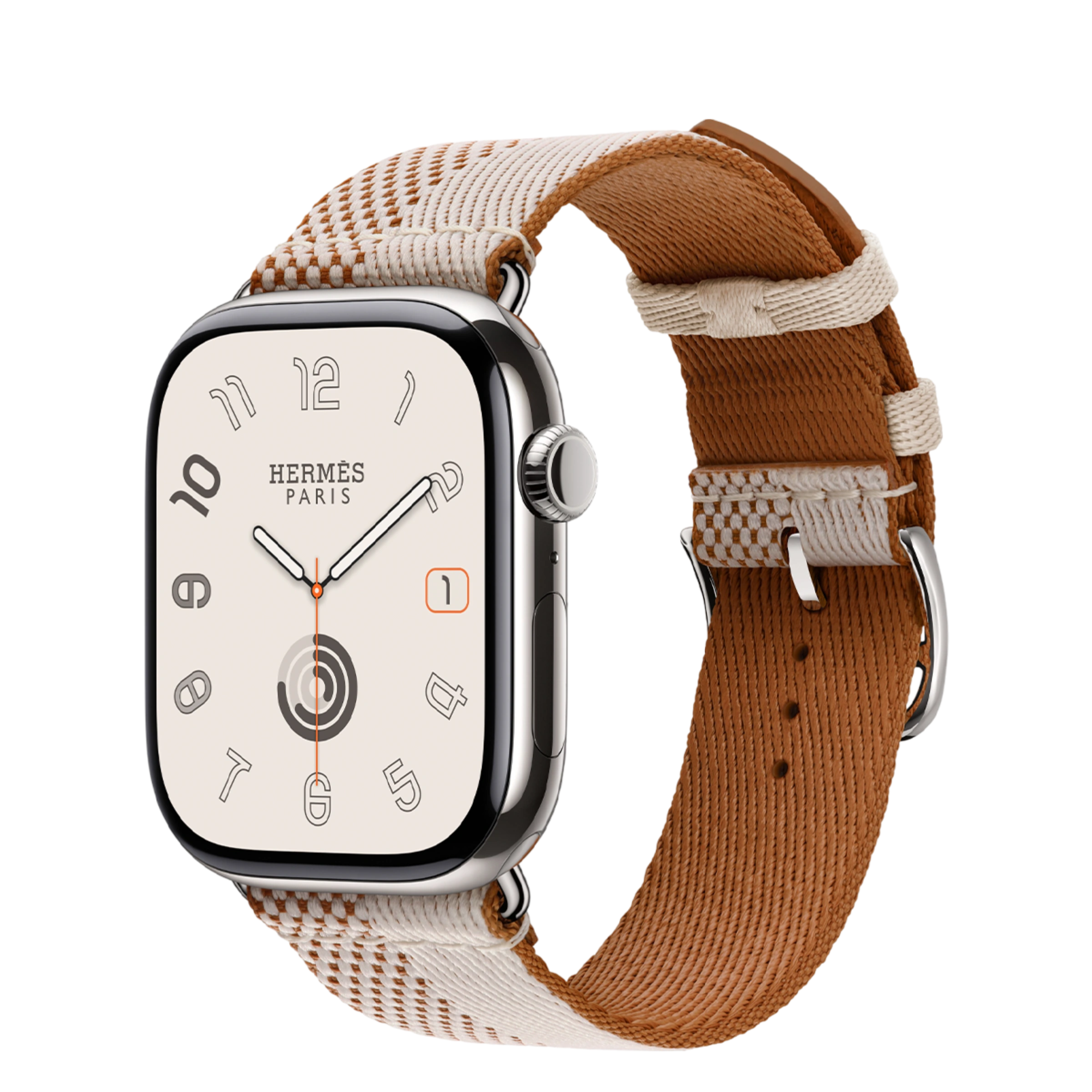 Apple Watch Hermès Series 11 GPS + Cellular 46mm Silver Titanium Case with Écru/ÉcruToile H Double Jeu (MFC64+MHXK4)