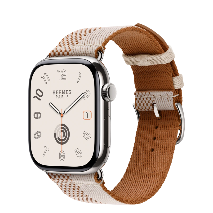 Apple Watch Hermès Series 11 GPS + Cellular 46mm Silver Titanium Case with Écru/ÉcruToile H Double Jeu (MFC64+MHXK4)
