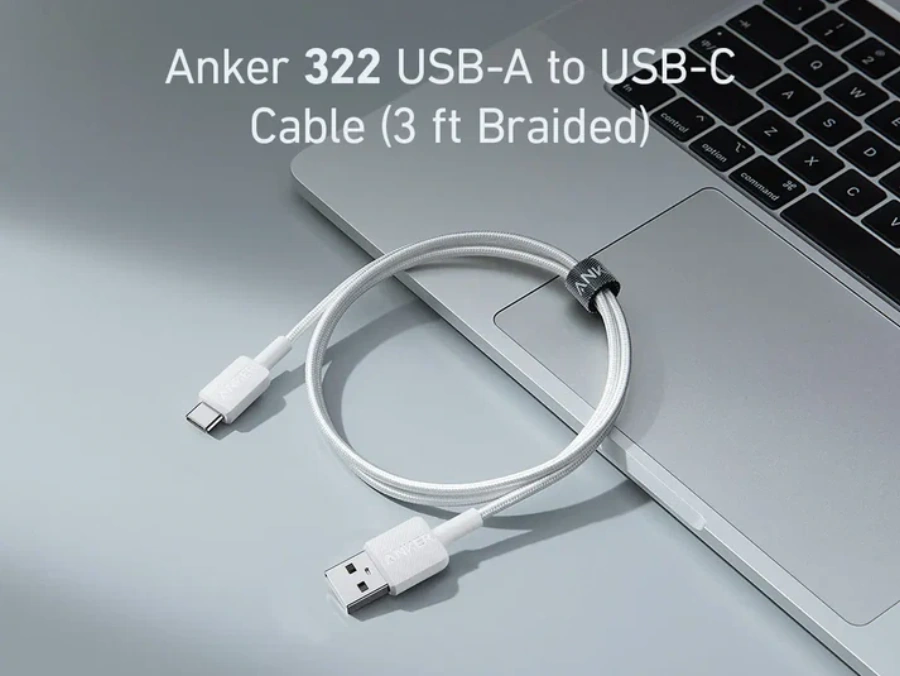 Кабель Anker 322 USB-A to USB-C Cable 0.9m - White (A81H5H21, A81H5G21)