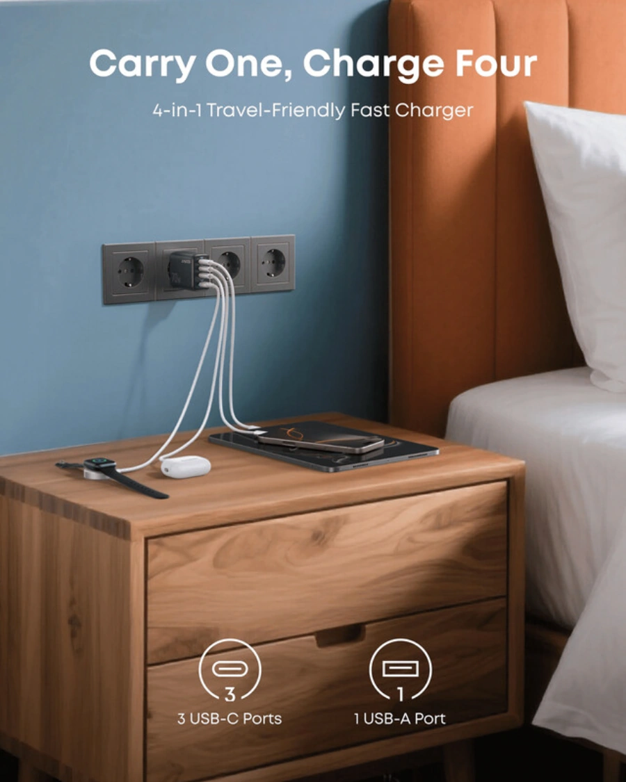 Сетевое зарядное устройство Anker Charger 70W 3xUSB‑C + 1xUSB‑A - Black (A121CG11)
