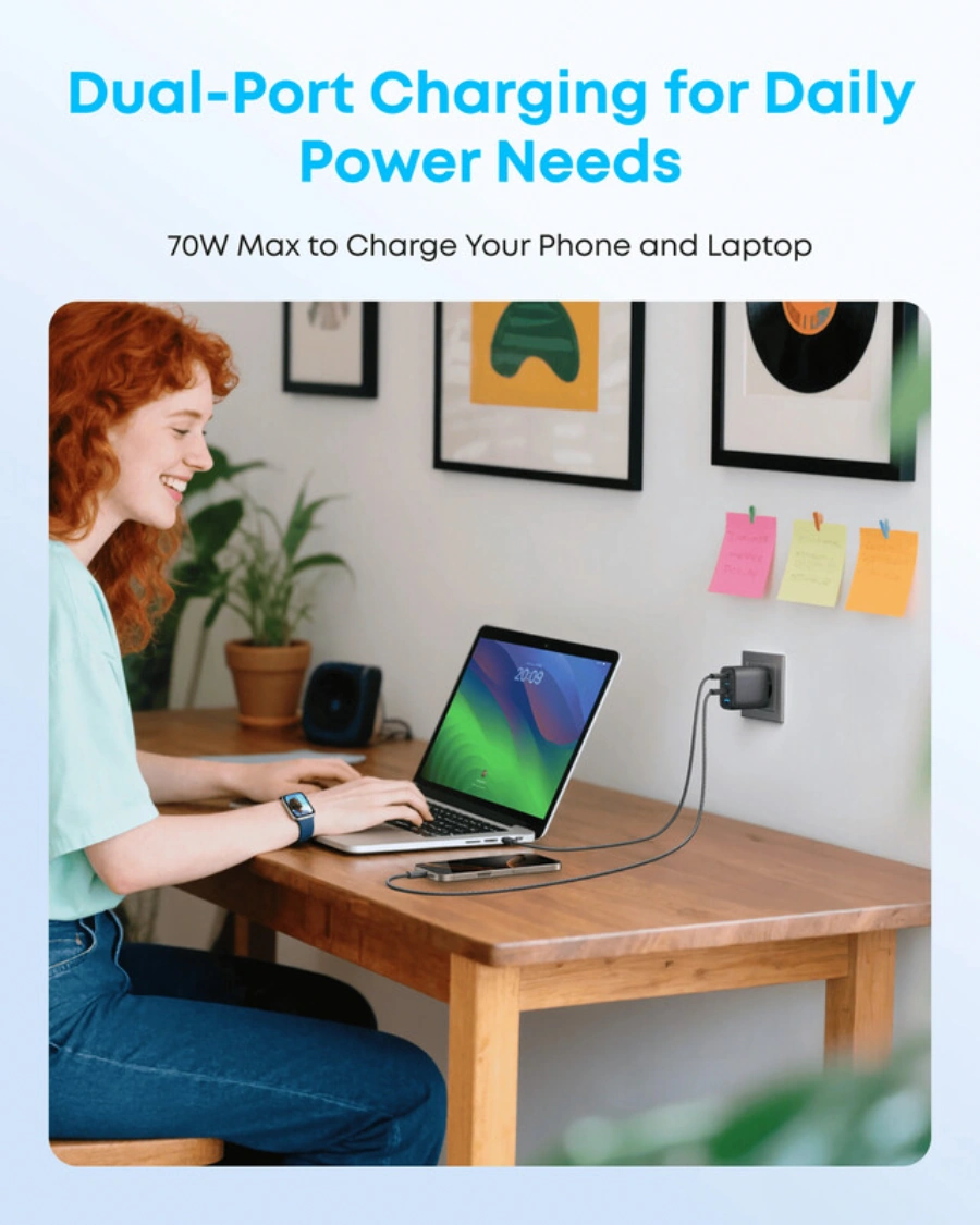 Сетевое зарядное устройство Anker Charger 70W 3xUSB‑C + 1xUSB‑A - Black (A121CG11)
