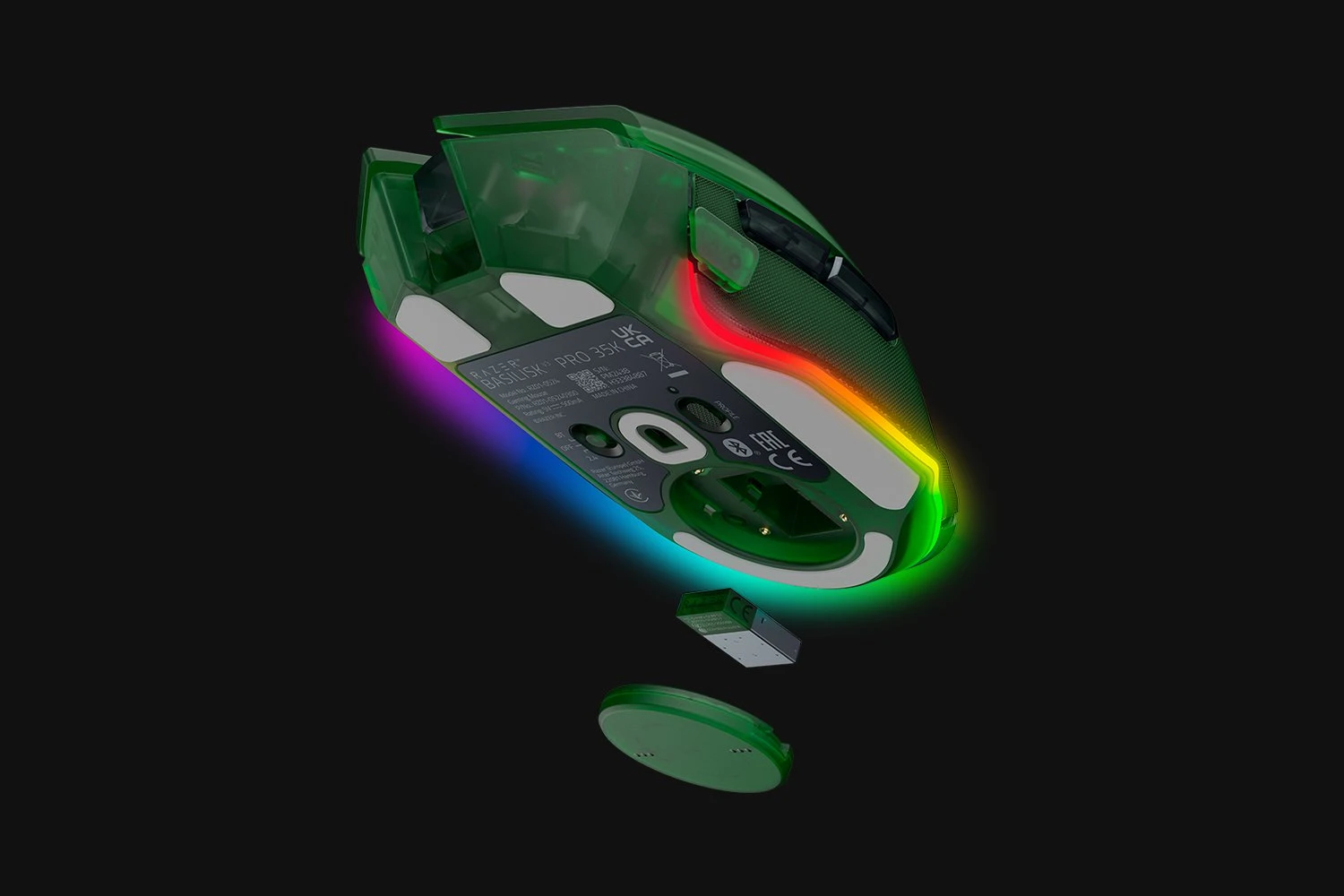 Миша Razer Basilisk V3 Pro 35K Fully Customizable Wireless Ergonomic RGB Gaming Mouse - Phantom Green Edition (RZ01-05240300-R3G1)