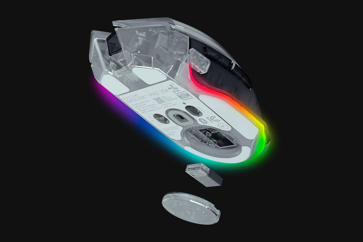 Миша Razer Basilisk V3 Pro 35K Fully Customizable Wireless Ergonomic RGB Gaming Mouse - Phantom White Edition (RZ01-05240400-R3G1)