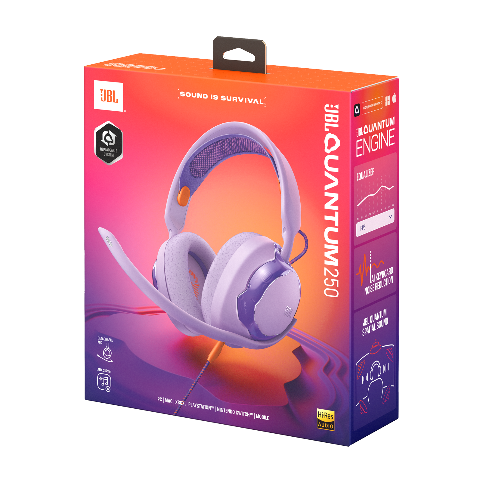 Наушники JBL Quantum 250 - Purple (JBLQTUM250PUR)