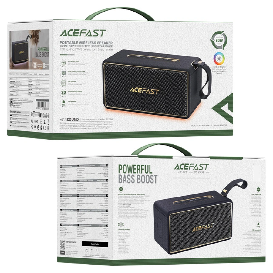 Портативная колонка ACEFAST K3 Max Portable Wireless Speaker - Black (6974316285038)