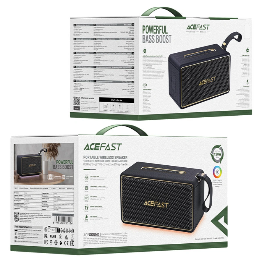 Портативная колонка ACEFAST K3 Ultra Portable Wireless Speaker - Black (6974316285106)
