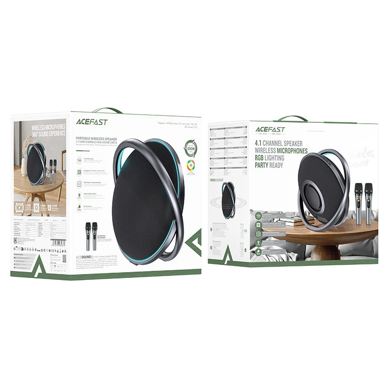 Портативная колонка Acefast K5 Max Portable Wireless Speaker - Black (6974316285670)