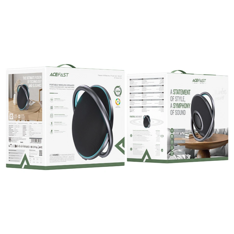 Портативная колонка Acefast K5 Pro Portable Wireless Speaker - Black (6974316285465)