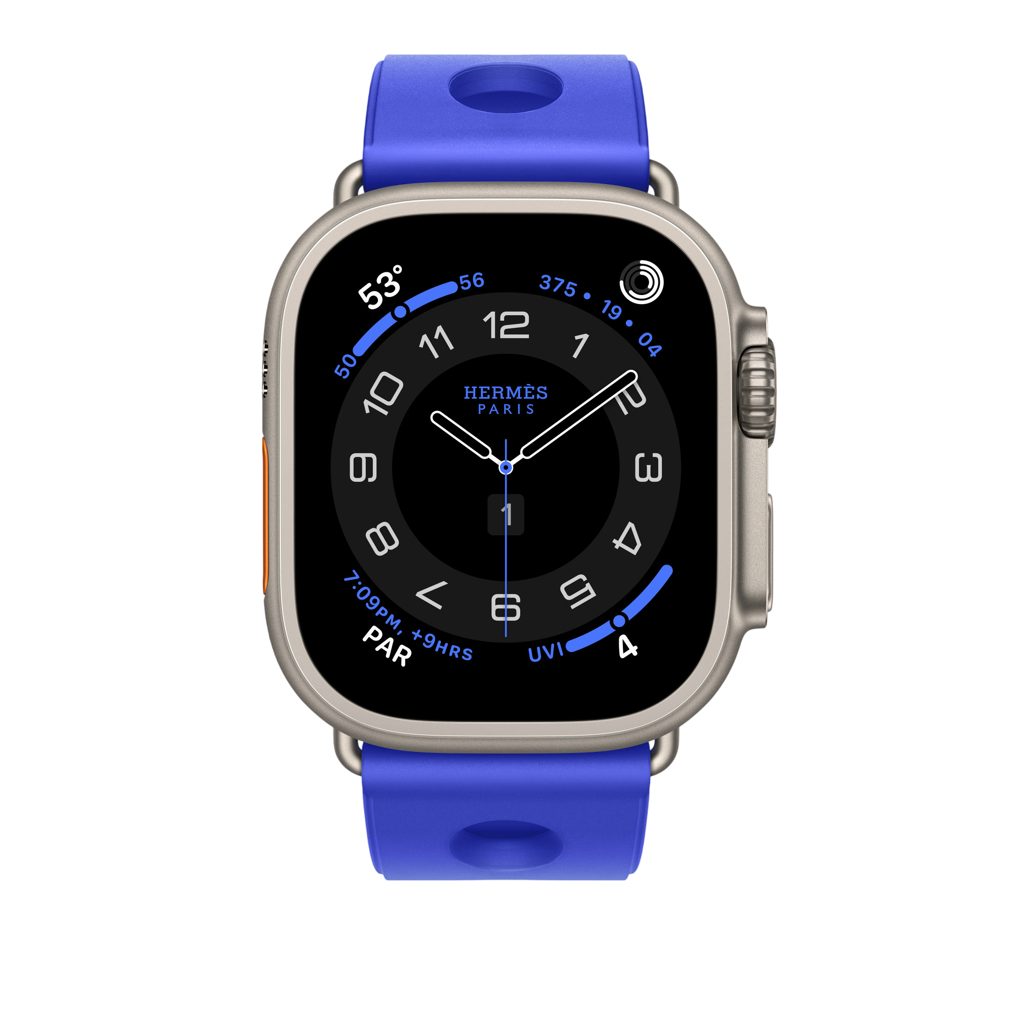 Ремешок Apple Watch Hermès Scub’H Diving 42/44/45/49mm - Bleu Néon (MHXX4)