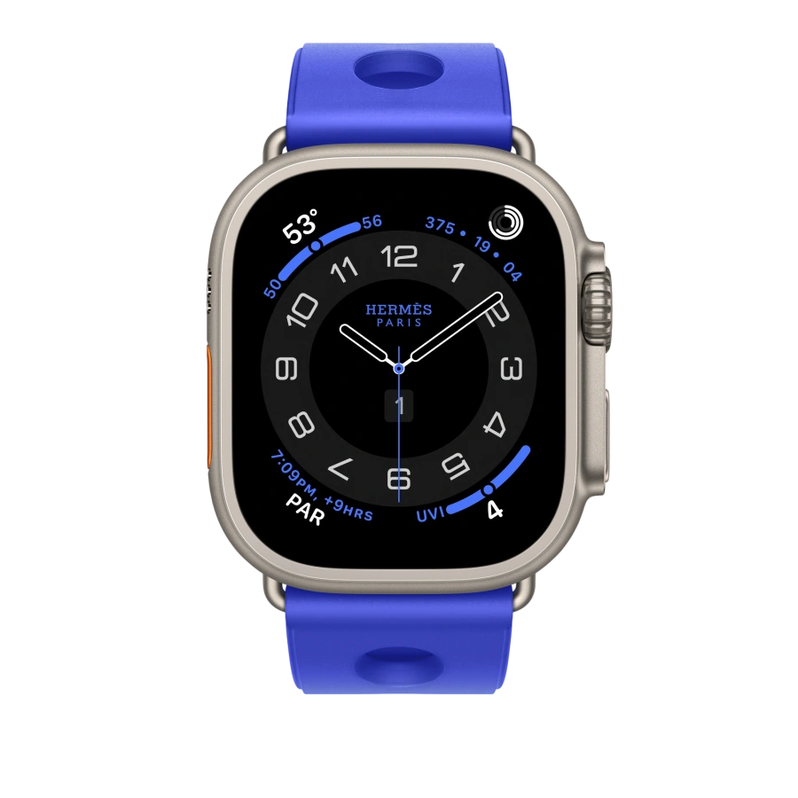 Ремешок Apple Watch Hermès Scub’H Diving 42/44/45/49mm - Bleu Néon (MHXX4)