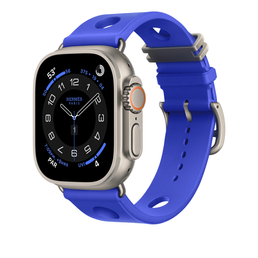 Ремешок Apple Watch Hermès Scub’H Diving 42/44/45/49mm - Bleu Néon (MHXX4)