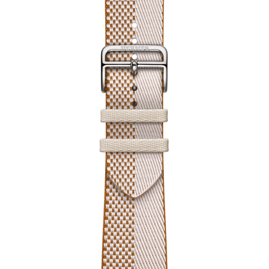 Ремешок Apple Watch Hermès Toile H Double Jeu 42/44/45/49mm - Écru/Écru (MHXK4)
