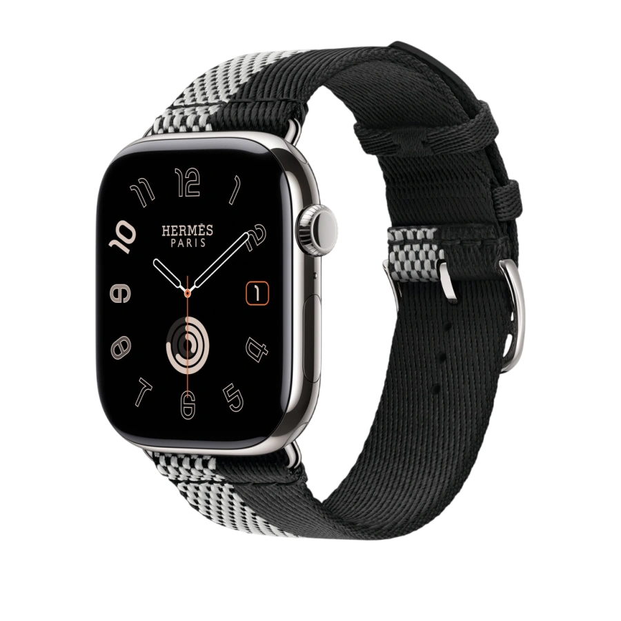 Ремешок Apple Watch Hermès Toile H Double Jeu 42/44/45/49mm - Noir/Écru (MHXJ4)