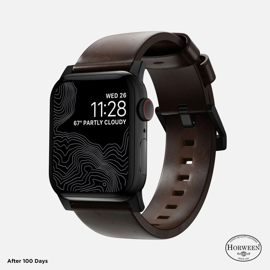 Ремінець Nomad Modern Horween Leather Band Black Hardware для Apple Watch 41mm/42mm - Rustic Brown (NM1A3RBM00)